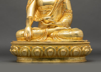 Golden Shakya Thubpa Sculpture | Enlightened Sage of the Shakya Clan