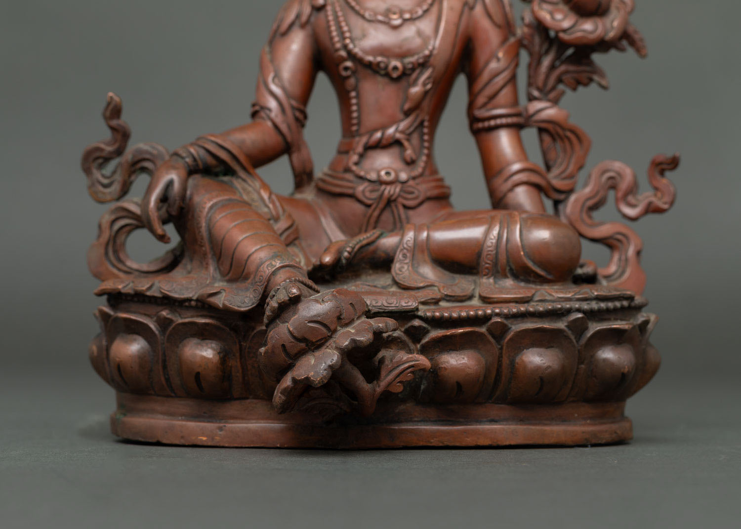 Elegant Lokeshvara Statue | Oxidized Copper Buddhist Sculpture