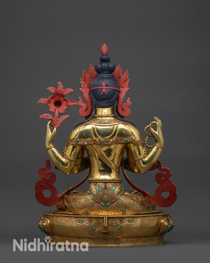 Sacred Four-Armed Chenrezig Statue | Deity of Infinite Compassion