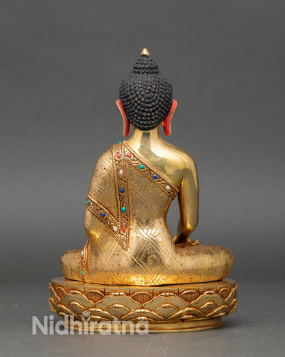 Shakyamuni Buddha Sculpture | Gold Gilded Copper Art