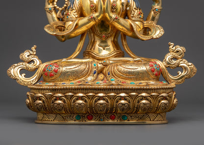 13" Four-Armed Chenrezig Statue | Divine Compassion & Sacred Decor