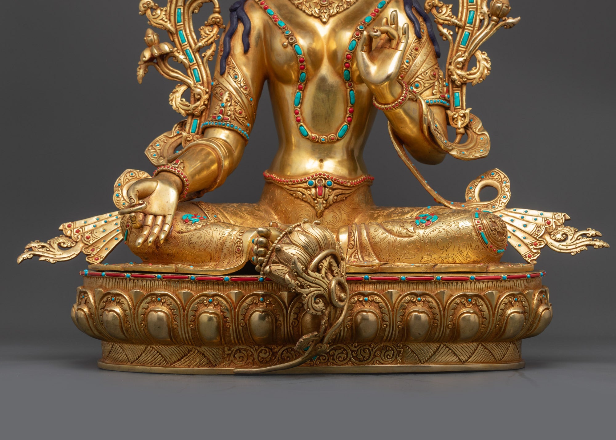 Buddhist Gold-Gilded Premium Green Tara Statue | Handicrafted in Nepal