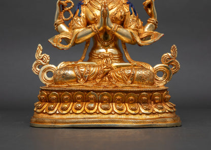 Four-Armed Chenrezig Statue - Handcrafted in Nepal