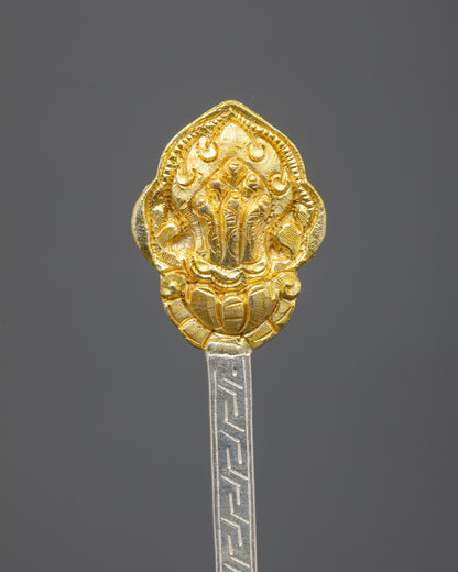 Authentic Tibetan Spoon | Gold & Silver-Plated Altar Offering Tool