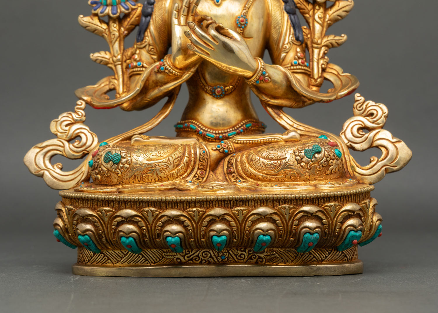 Manjushri Statue – Handcrafted 24K Gold Gilded Buddhist Art