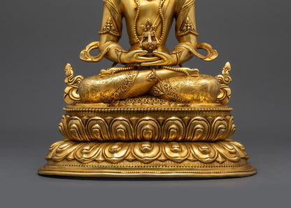 13" Buddhist Amitayus Statue | Nepalese Buddhist Artwork for Meditation