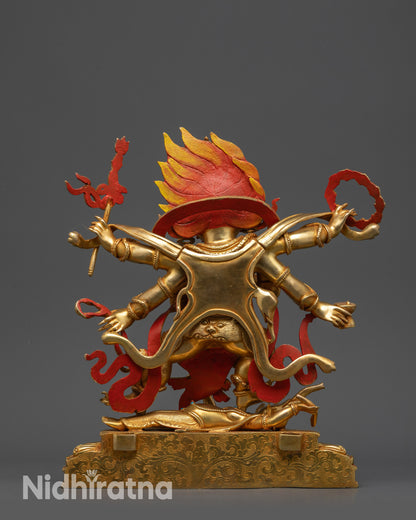 Dharma Protector Mahakala Statue | Wrathful Six Armed Vajrayana Deity