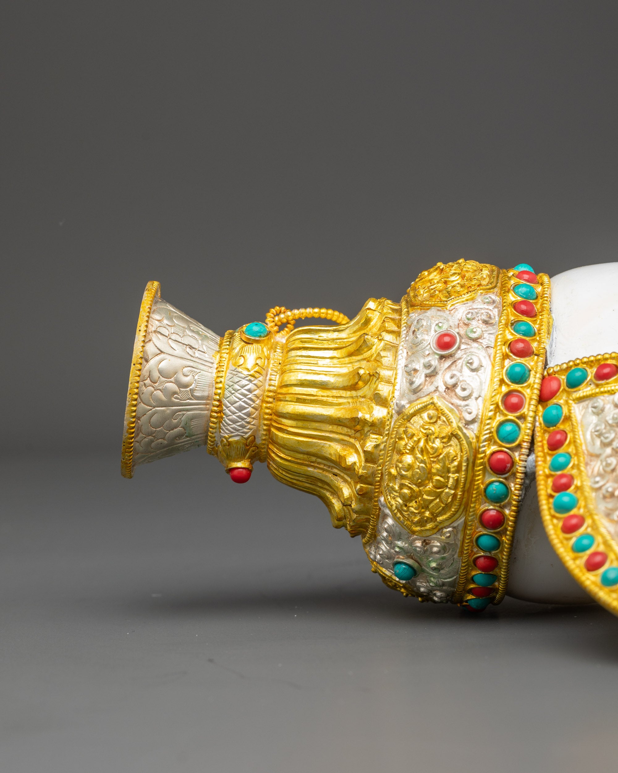 Decorative Ritual Conch Shell - Sacred Dharma Sound Symbol