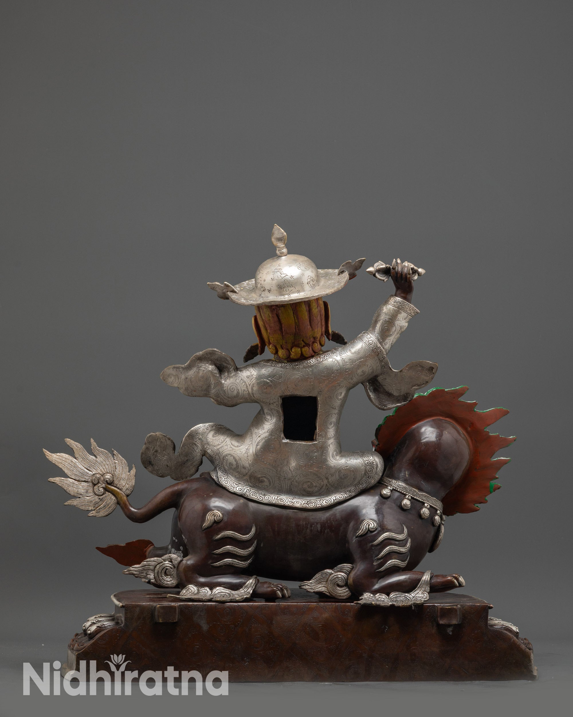 Dorje Legpa Statue 29.7” | Silver Plated Copper