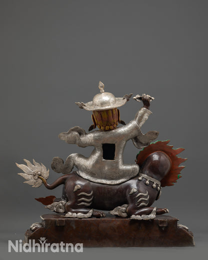 Dorje Legpa Statue 29.7” | Silver Plated Copper