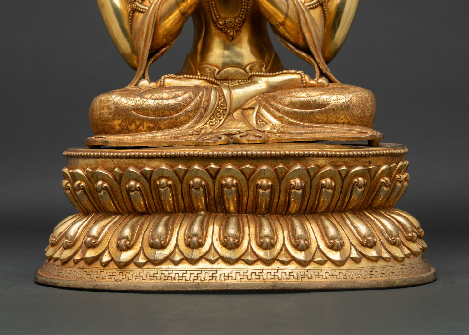 Tibetan Chenrezig Statue | 24K Gold Fire-Gilded Bodhisattva Sculpture