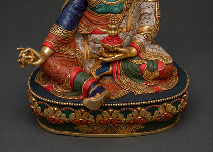 Multicolor Guru Rinpoche Statue | Handcrafted Newari Artwork