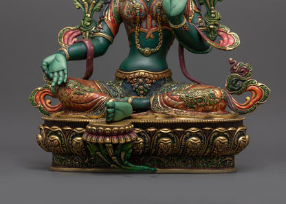 Premium Compassionate Green Tara Statue | Nepalese Buddhist Goddess