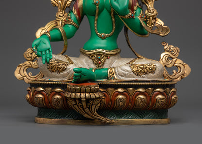 Green-Hued Mother Tara Statue | High-Quality Handcrafted Buddhist Idol