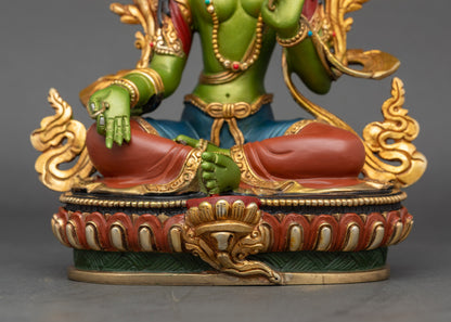 Vivid Green Tara Sculpture | Embrace Compassion and Protection