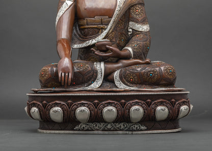 Enlightened Shakyamuni Buddha Sculpture | Nepalese Copper Artwork