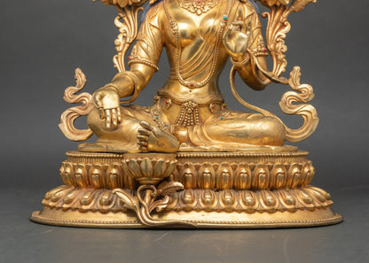 Green Tara Bodhisattva Statue | Traditional Himalayan Copper Sculpture