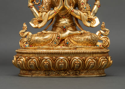 Chenrezig Statue | 24K Gold-Gilded Avalokiteshvara Sculpture