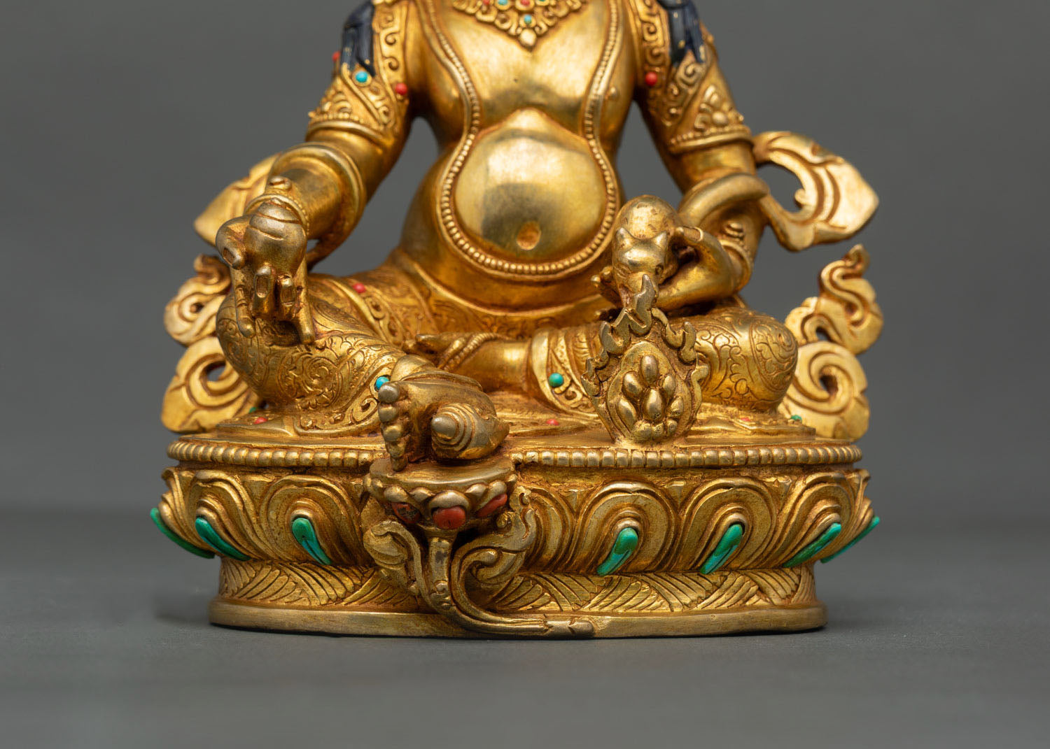 Dzambhala Statue - 24K Gold Gilded Copper Artwork
