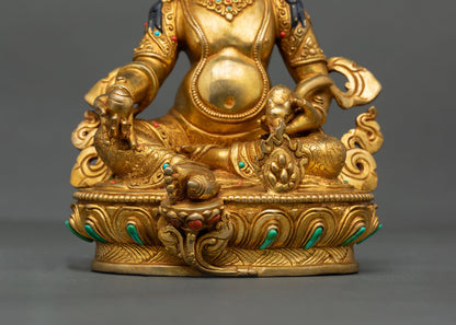 Dzambhala Statue - 24K Gold Gilded Copper Artwork