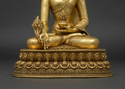 Crowned Three Buddha Set Statue | Traditional Newari Craft & Art