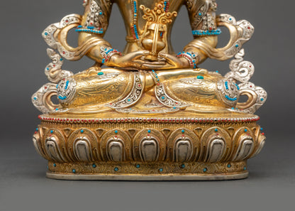 Longevity Buddha Amitayus Statue | Sacred Nepalese Sculpture for Decor