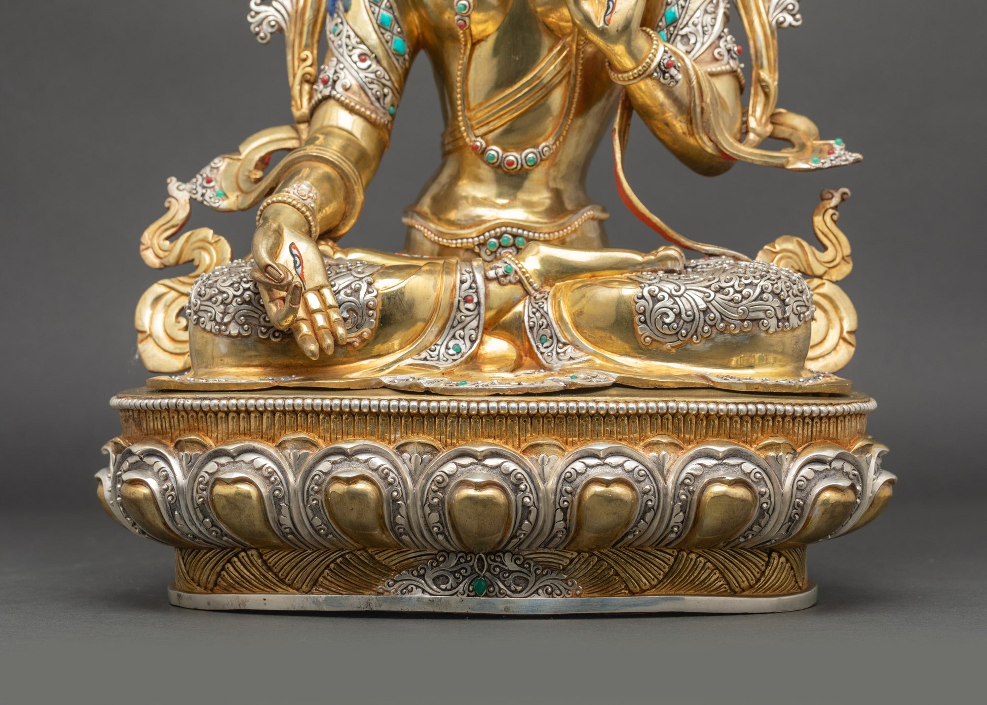 Nepalese White Tara Statue | 24K Gold Fire-Gilded Buddhist Artwork