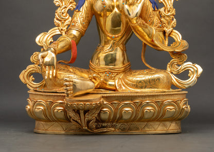 Swift Protector Green Tara Figurine | Traditional Buddhist Statue Nepal