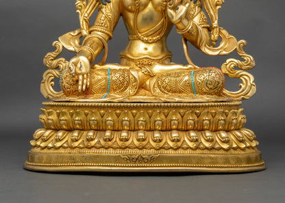 Drolma Karmo Copper Sculpture | Seven-Eyed Tara Statue from Nepal