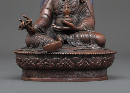 Nepalese Guru Rinpoche Statue | Oxidized Copper Sculpture for Meditation