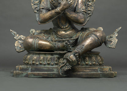 Antique Finished Vajradhara Statue | Handmade Bronze Sculpture