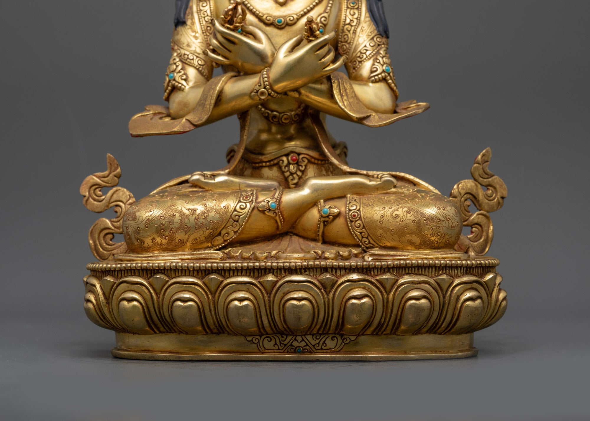 24K Gold-Gilded Vajradhara Statue | Tibetan Primordial Buddha Idol