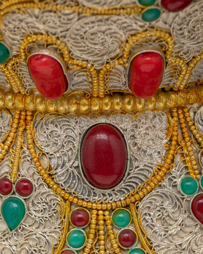 Silver & Gold-Plated Himalayan Vase | Spiritual Offering Art Nepal