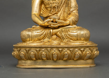 Amitabha Buddha Statue | 24K Gold Fire-Gilded Copper Decor