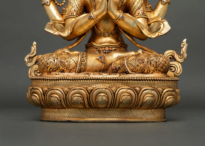 Chenrezig Statue | Nepalese Lost Wax Copper Art