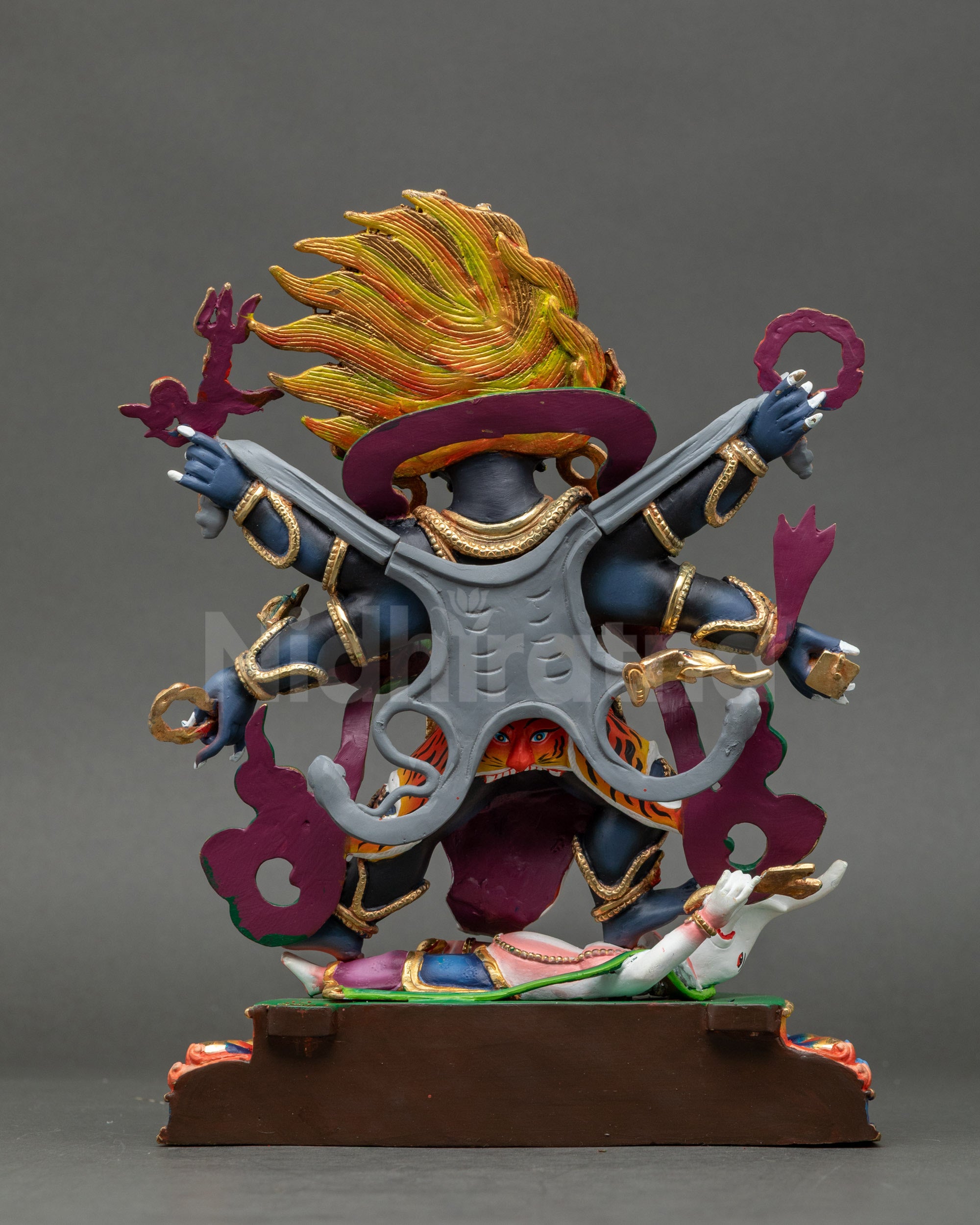 Vibrant Gonpo Chagdrugpa Statue | Fierce Guardian of the Dharma