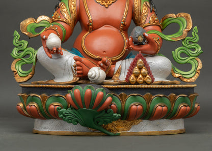 Yellow Dzambhala Copper Statue | Buddhist Guardian of Abundance