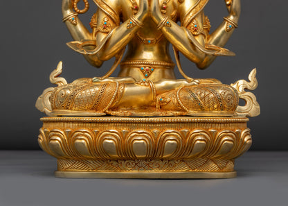 Four-Armed Chenrezig Avalokiteshvara Statue | Tibetan Buddhist Art