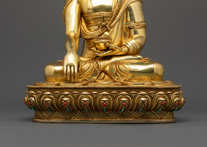 Golden Historical Buddha Shakyamuni Statue | Tibetan Nepalese Artwork