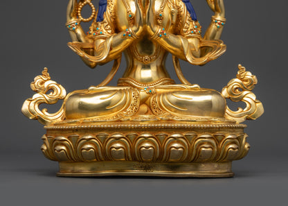 Four-Armed Chenrezig Statue | Nepalese Artisan-Made Buddhist Sculpture