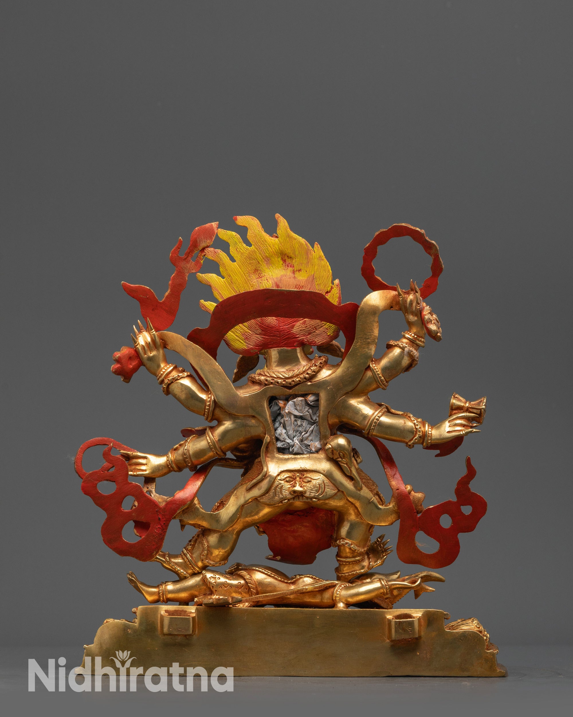 Nepalese Six-Armed Mahakala Statue | Protecting Deity for Home Altar