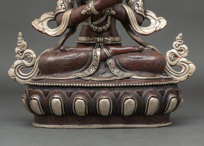 Vajradhara Statue for Home Shrine | Lost-Wax Copper Buddha with Gold Detailing