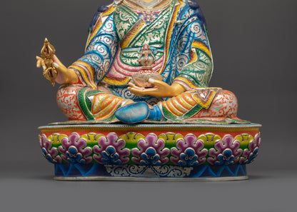 Colorful Guru Padmasambhava Statue | Hand-Painted Artwork from Nepal