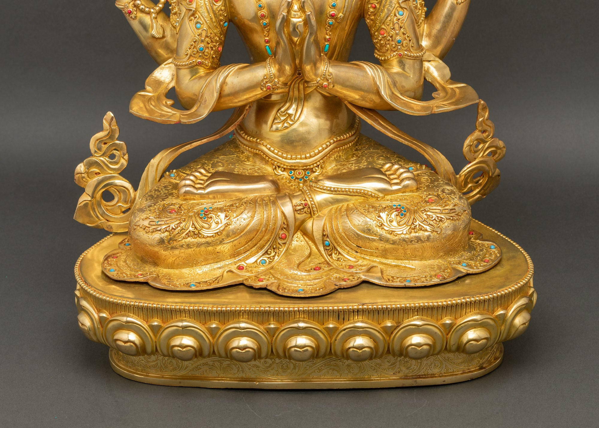 Four-armed Avalokiteshvara Sculpture | Traditional Nepalese Artwork