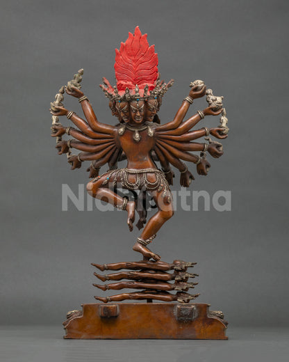 Large Oxidized Hevajra Statue | Tibetan Buddhist Artwork