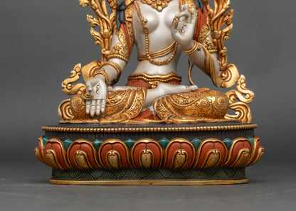 Traditional White Tara Statue | Masterfully Crafted by Artisans