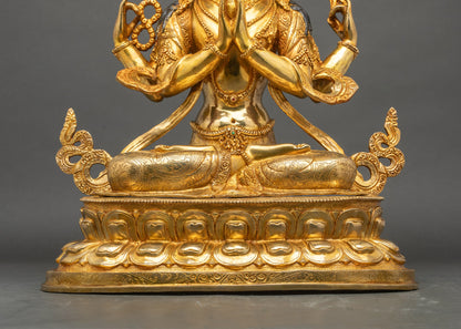 Sacred Chenrezig Statue | Four-Armed Avalokiteshvara Art from Nepal