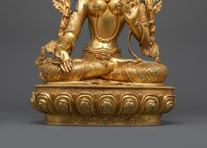 Seven-Eyed White Tara Sculpture | Longevity & Peaceful Energy Decor