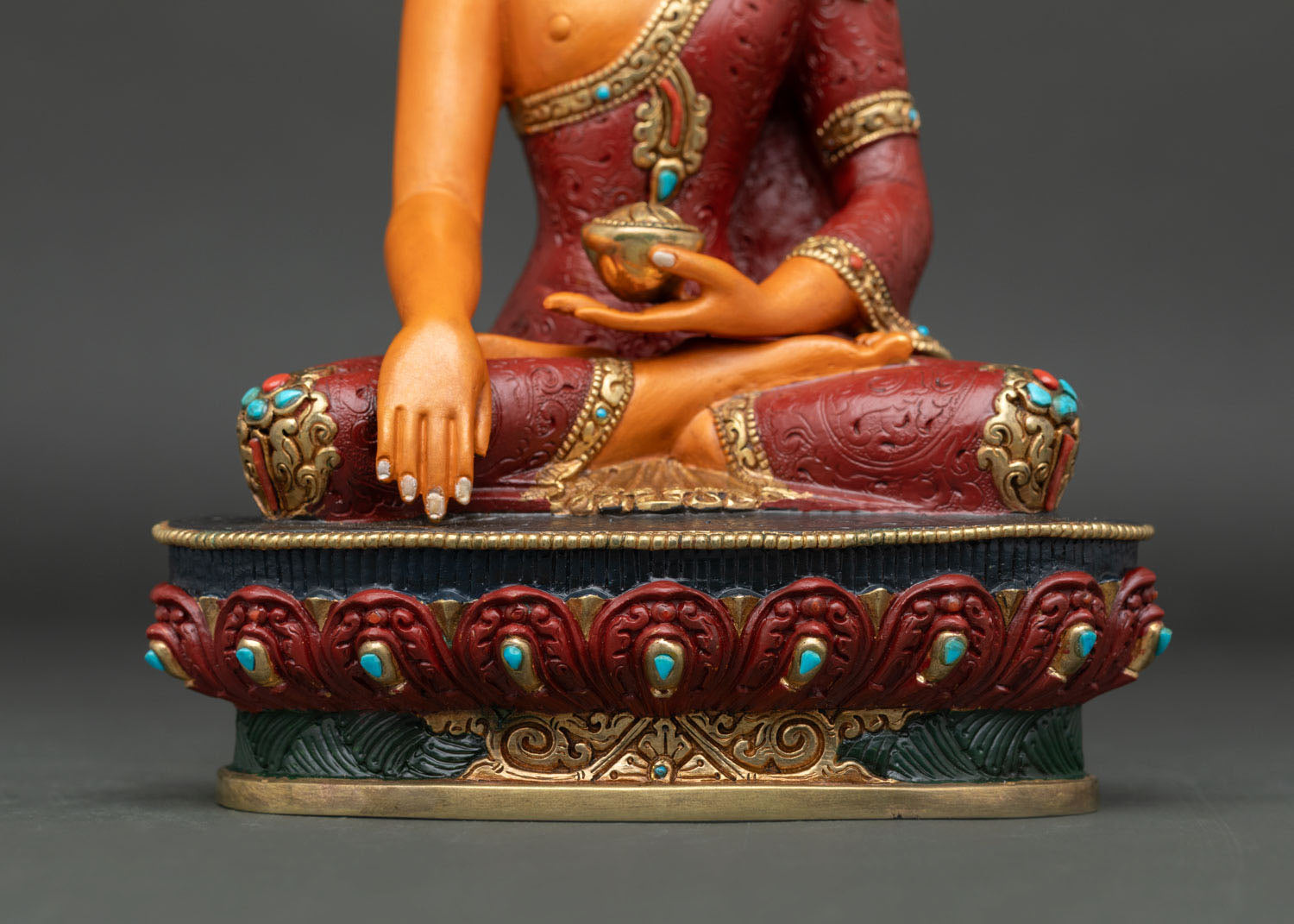 Acrylic-Painted Shakyamuni Buddha Statue | Handcrafted Nepal Art