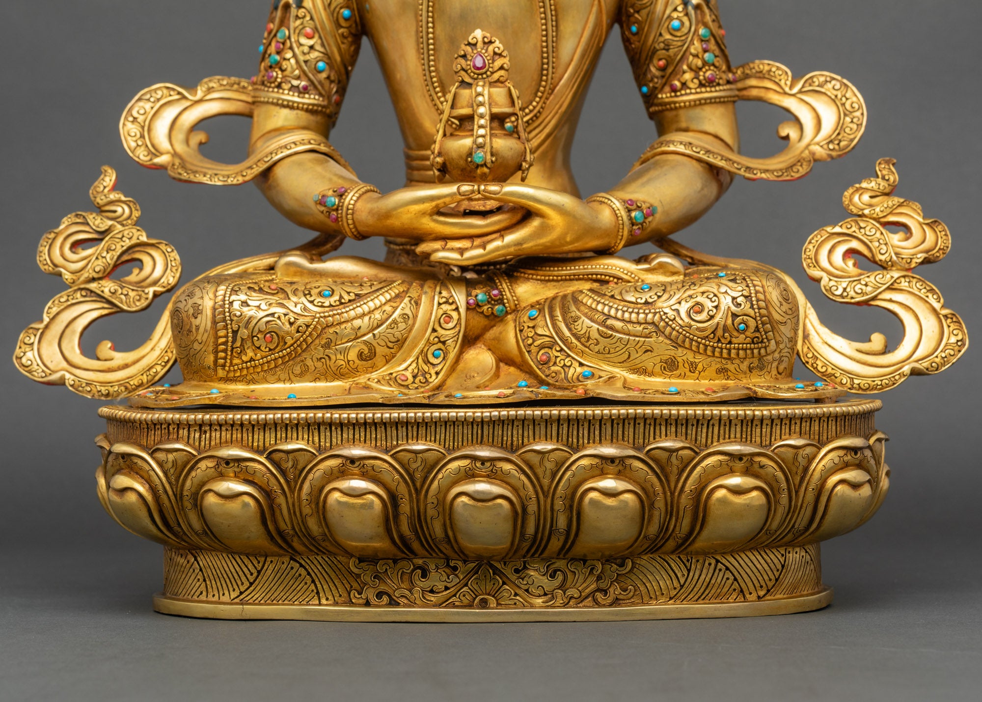 Premium Tsepame Statue | 24K Gold Fire-Gilded Bodhisattva Figurine